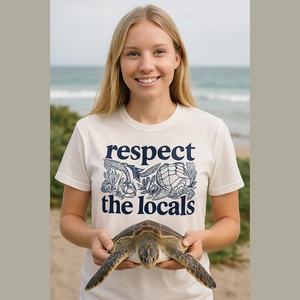 Gildan White Short Sleeve Tee “Respect the Locals”. Size Medium